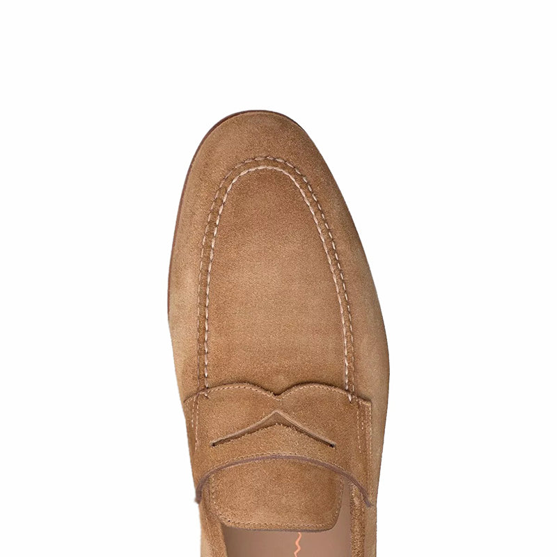 Santoni Perfect Suede Loafers Tan