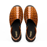 Maseratti Naples Embossed Caiman Minorca Sandals Cognac