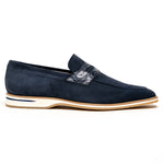 Zelli Meo 3 Suede & Crocodile Loafers Navy