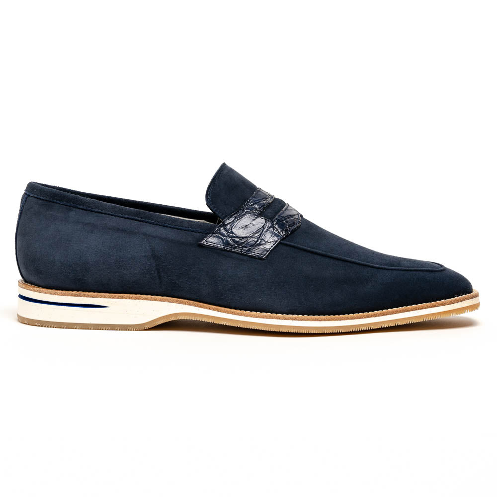 Zelli Meo 3 Suede & Crocodile Loafers Navy