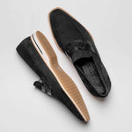 Zelli Meo 3 Suede Goatskin / Crocodile Loafers Black (11-020-BLK)
