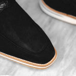 Zelli Meo 3 Suede Goatskin / Crocodile Loafers Black (11-020-BLK)