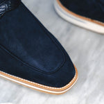 Zelli Meo 3 Suede & Crocodile Loafers Navy (11-020-NVY)