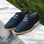 Zelli Meo 3 Suede & Crocodile Loafers Navy (11-020-NVY)