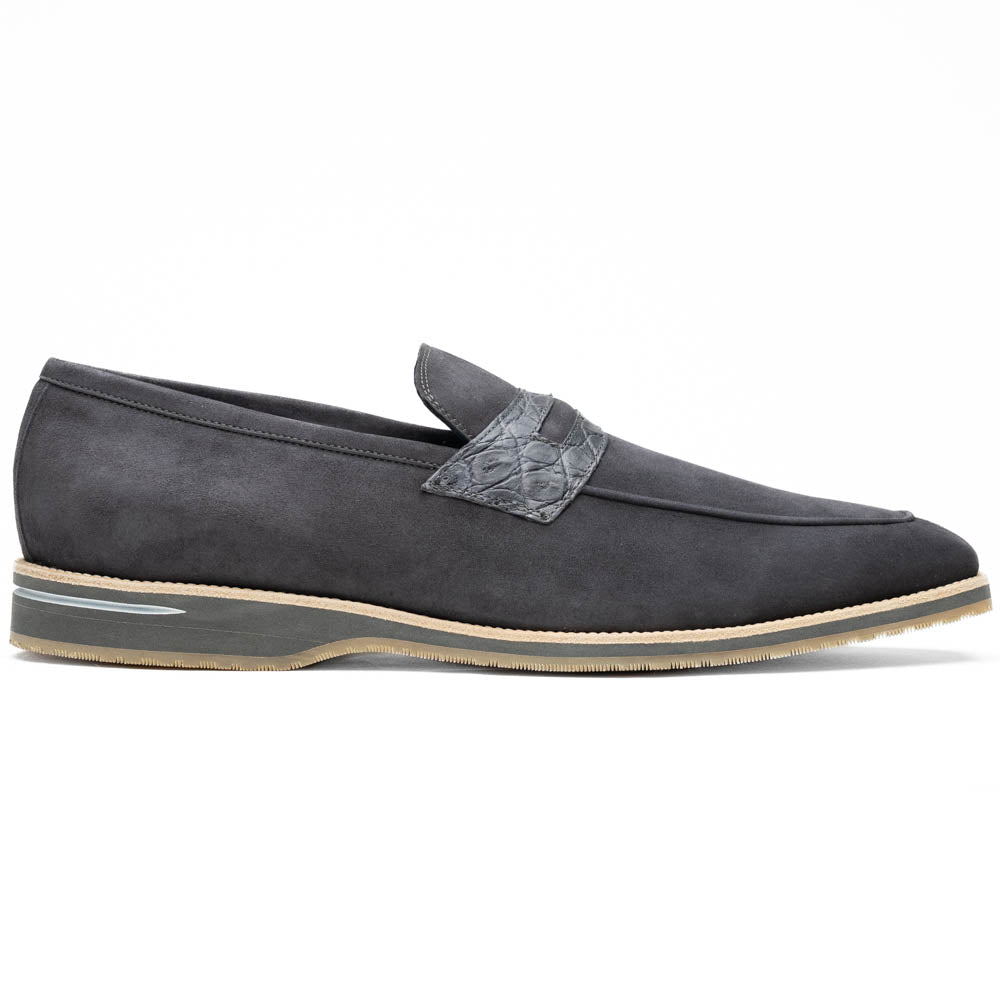 Zelli Meo 3 Suede & Crocodile Loafers Grey (11-035-GRY)