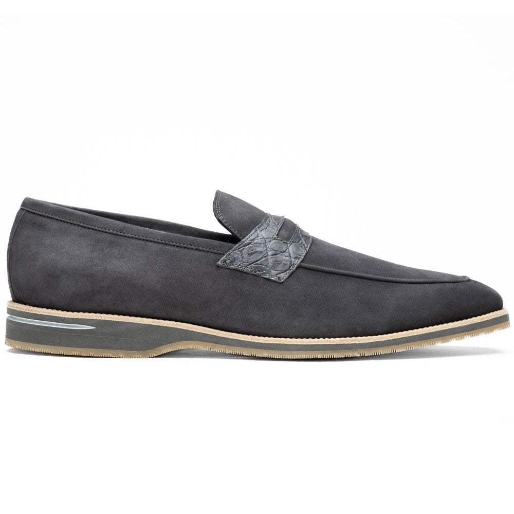 Zelli Meo 3 Suede & Crocodile Loafers Grey (11-035-GRY)