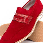Zelli Meo 3 Suede & Crocodile Loafers Red (11-020-RED)