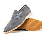 Zelli Meo 3 Suede & Crocodile Loafers Gray (11-020-GRY)