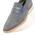 Zelli Meo 3 Suede & Crocodile Loafers Gray (11-020-GRY)