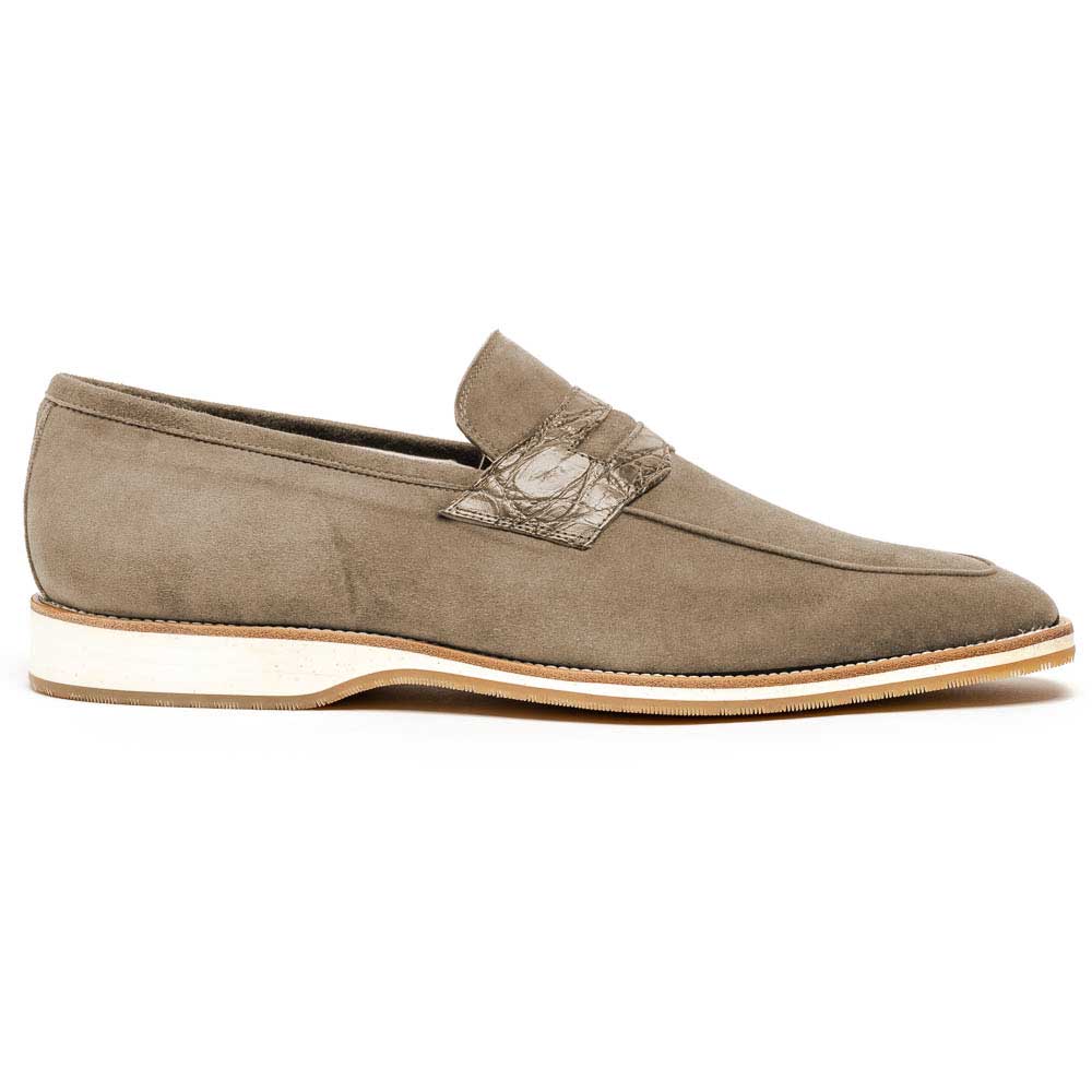 Zelli Meo 3 Suede Goatskin / Crocodile Loafers Taupe