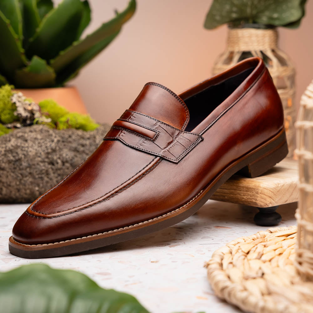 Zelli Meo Hand Burnished Loafers Cognac (15-703-CGN)