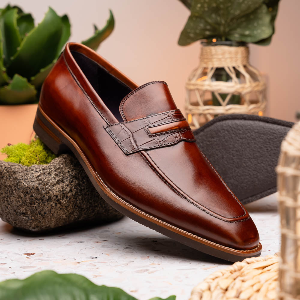 Zelli Meo Hand Burnished Loafers Cognac (15-703-CGN)