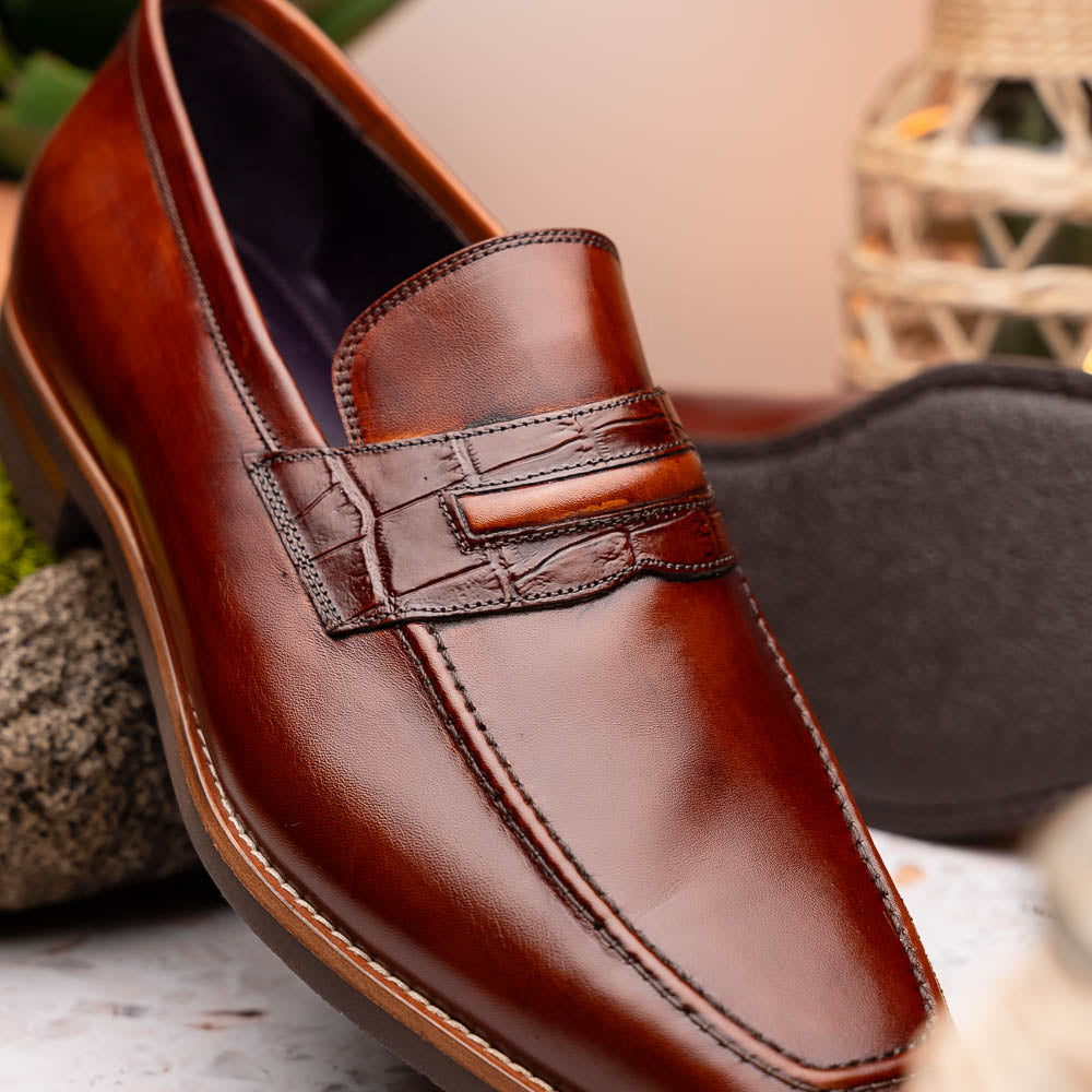 Zelli Meo Hand Burnished Loafers Cognac (15-703-CGN)