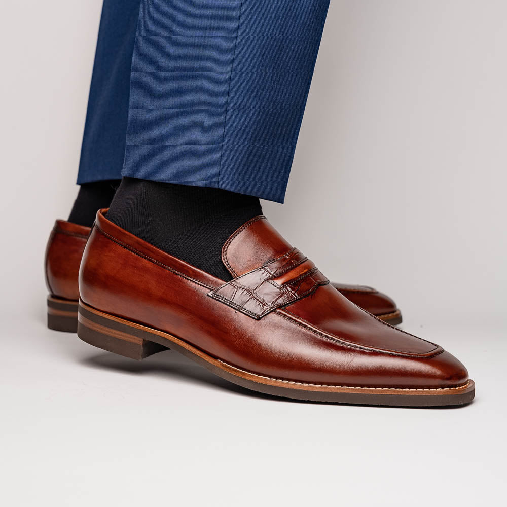Zelli Meo Hand Burnished Loafers Cognac (15-703-CGN)