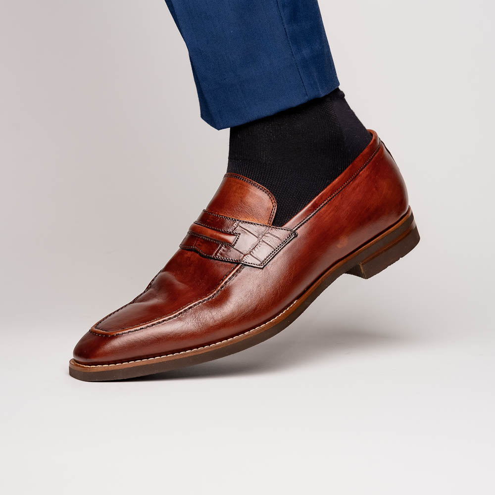 Zelli Meo Hand Burnished Loafers Cognac (15-703-CGN)