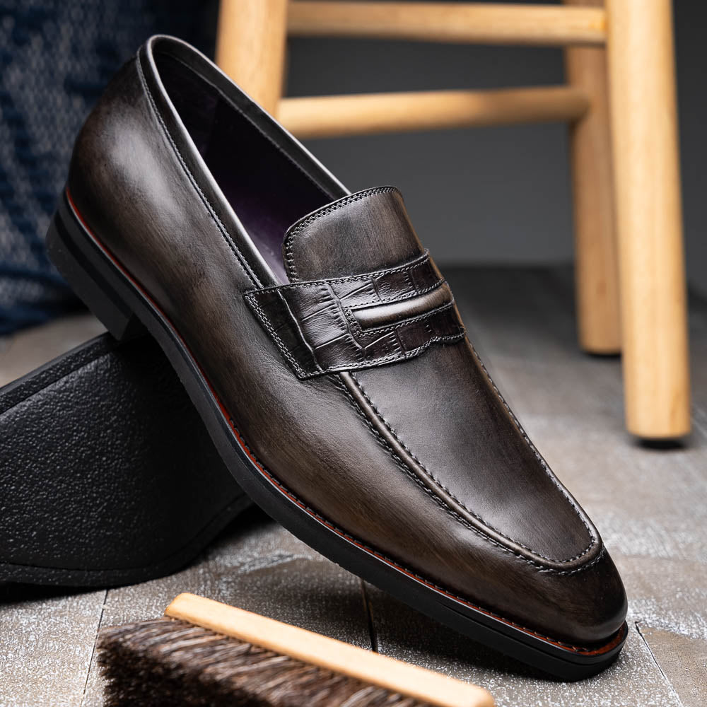 Zelli Meo Hand Burnished Loafers Grey (15-703-GRY)