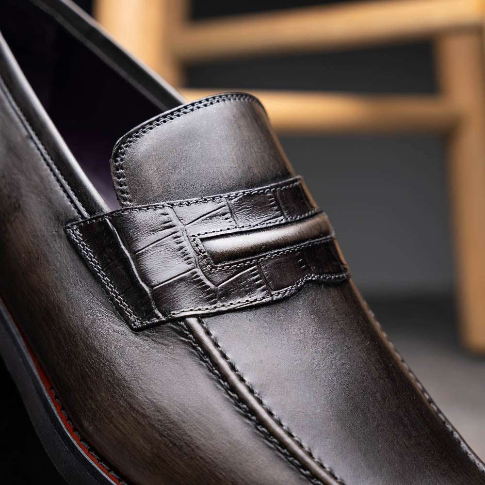 Zelli Meo Hand Burnished Loafers Grey (15-703-GRY)