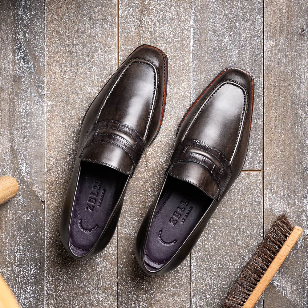 Zelli Meo Hand Burnished Loafers Grey (15-703-GRY)