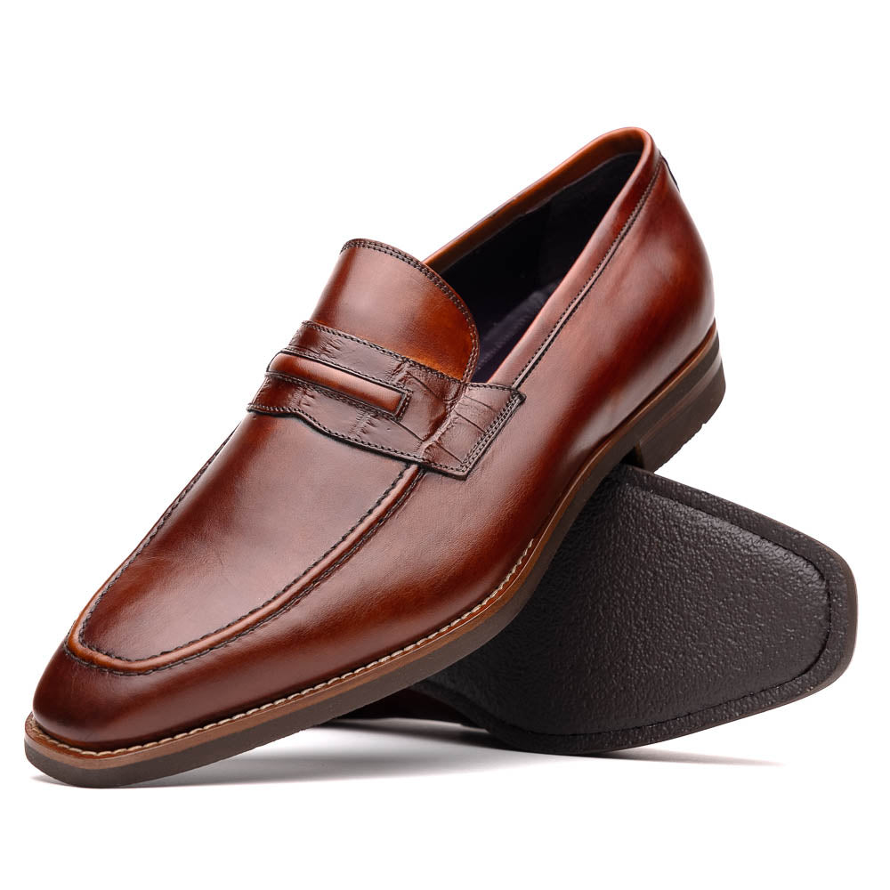 Zelli Meo Hand Burnished Loafers Cognac (15-703-CGN)