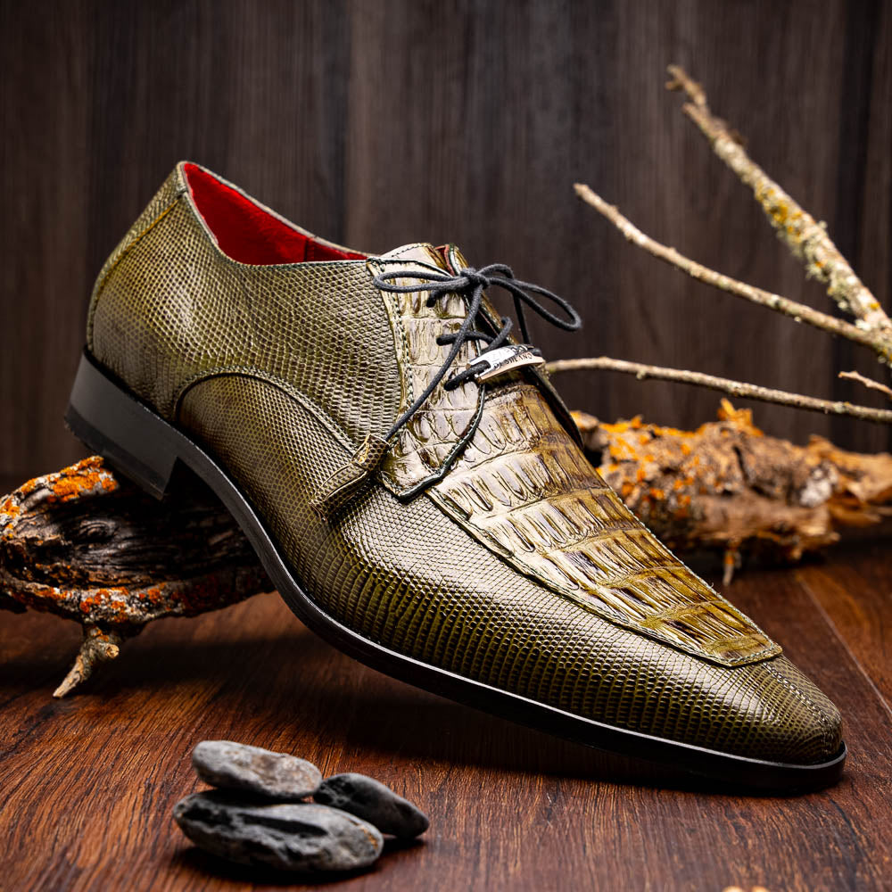 Marco Di Milano Merida Caiman & Lizard Derby Olive Green