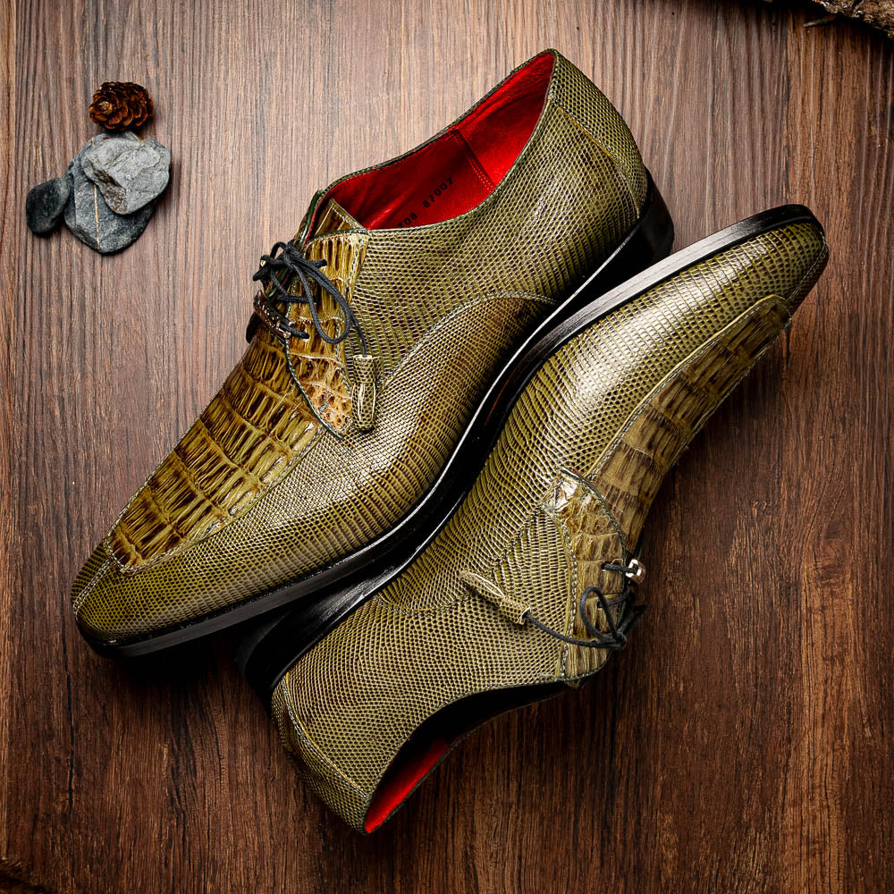 Marco Di Milano Merida Caiman & Lizard Derby Olive Green