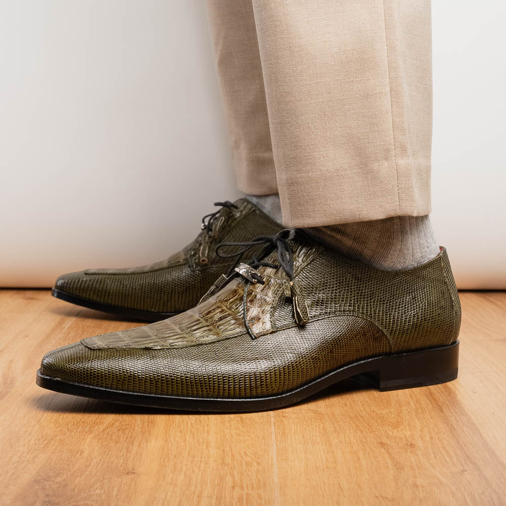 Marco Di Milano Merida Caiman & Lizard Derby Olive Green