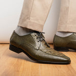 Marco Di Milano Merida Caiman & Lizard Derby Olive Green