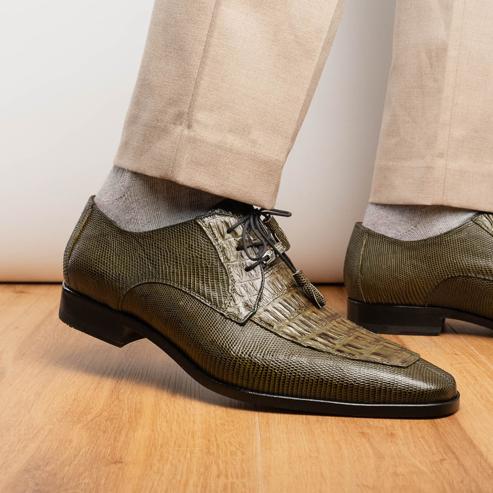 Marco Di Milano Merida Caiman & Lizard Derby Olive Green