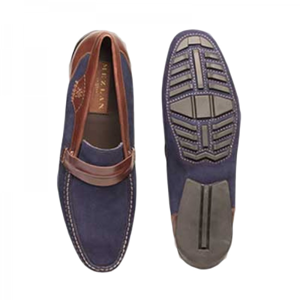 Mezlan 17127 Calfskin Suede Shoes Blue / Brown