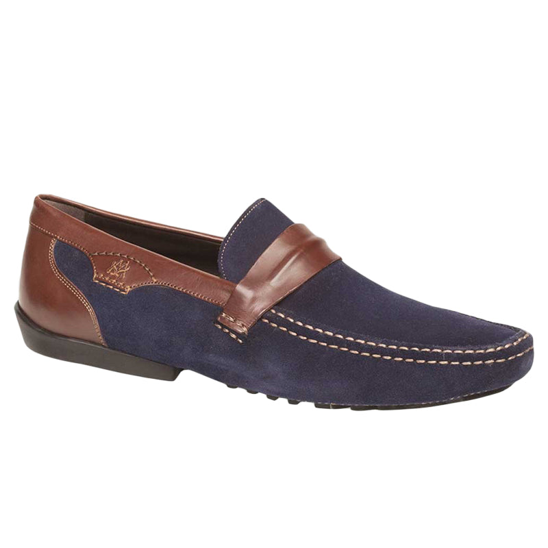 Mezlan 17127 Calfskin Suede Shoes Blue Brown