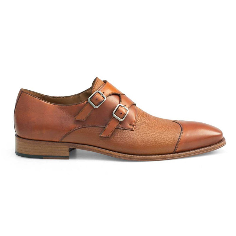 Mezlan 19501 Calfskin / Deerskin Double Monkstrap Shoes Camel