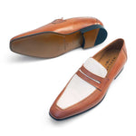 Mezlan 19532 Calfskin / Fabric Penny Loafer Cognac / Bone