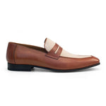 Mezlan 19532 Calfskin / Fabric Penny Loafer Cognac / Bone