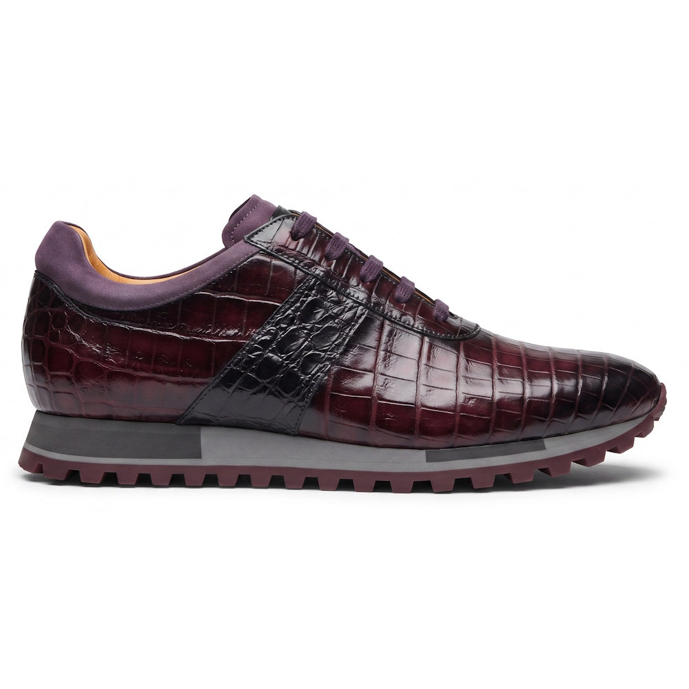 Mezlan Barrow Crocodile Sneaker Dark Burgundy (50187-F) (Exclusive)