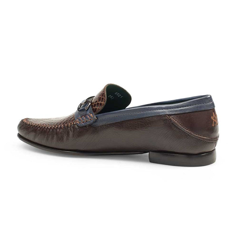 Mezlan 7293-C Caiman Crocodile / Calfskin Shoes Brown / Blue