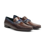 Mezlan 7293-C Caiman Crocodile / Calfskin Shoes Brown / Blue