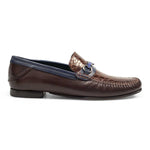 Mezlan 7293-C Caiman Crocodile / Calfskin Shoes Brown / Blue