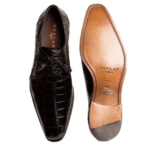 Mezlan Abano Alligator Derby Shoes Black