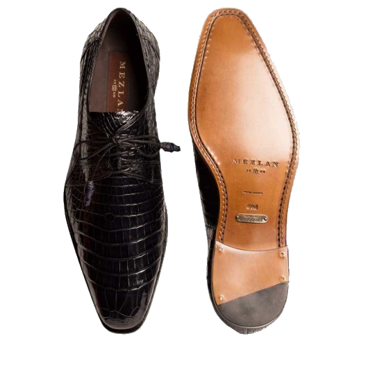 Mezlan Abano Alligator Derby Shoes Blue