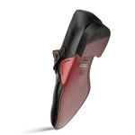 Mezlan Aceto Deerskin / Leather Strap Slip-on Shoes Black (20848)