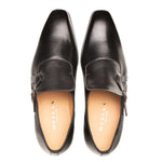 Mezlan Aceto Deerskin / Leather Strap Slip-on Shoes Black (20848)