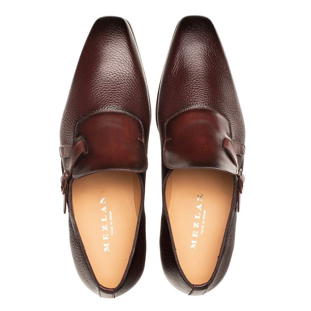 Mezlan Aceto Deerskin / Leather Strap Slip-on Shoes Burgundy / Chocolate (20848)