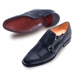 Mezlan Acosta Calfskin Monk Shoes Black