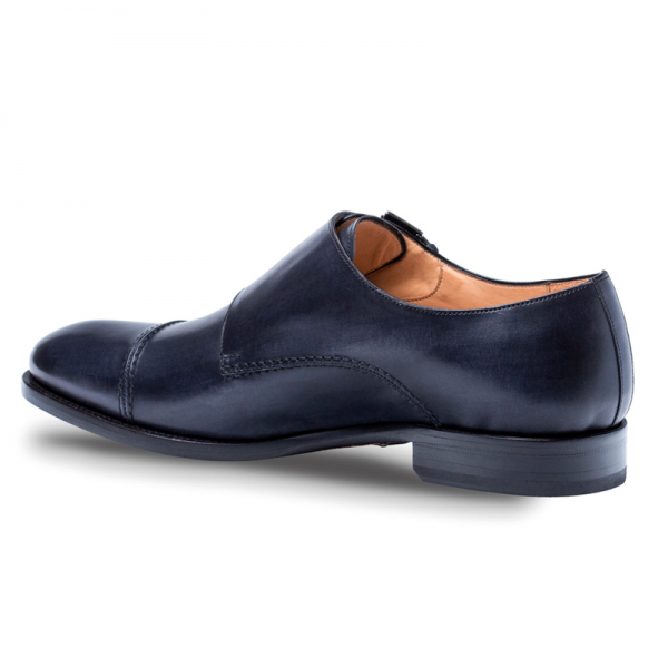 Mezlan Acosta Calfskin Monk Shoes Black