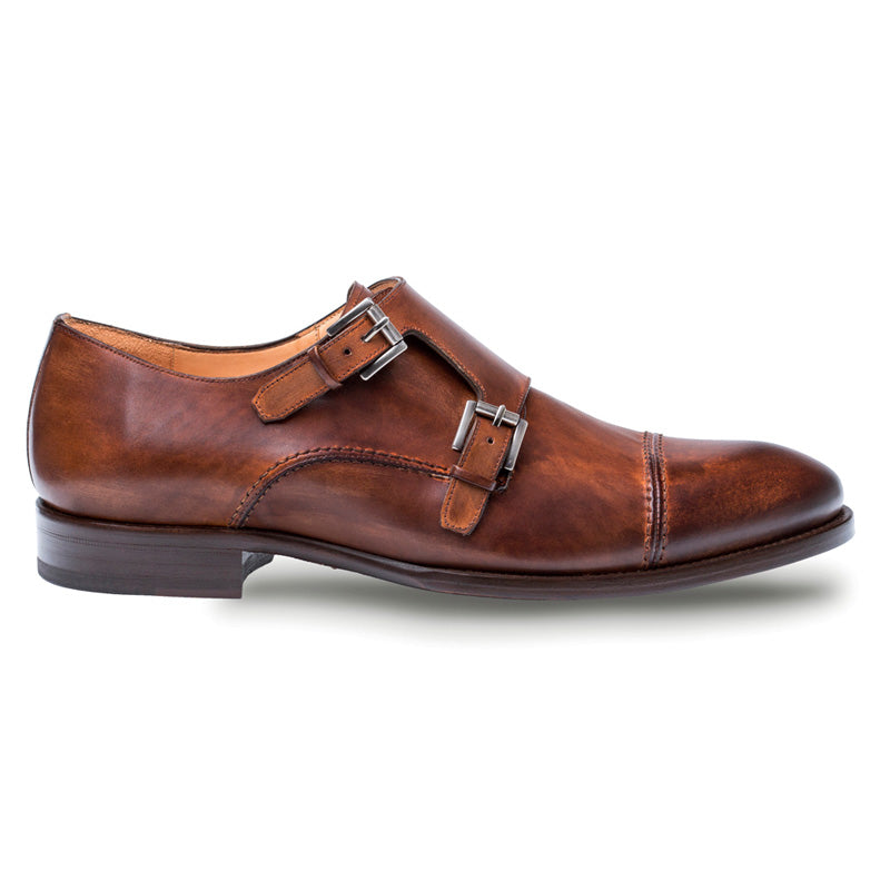 Mezlan Acosta Calfskin Monk Shoes Brown