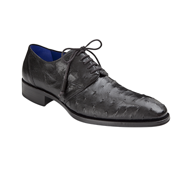 Mezlan Albani Ostrich Derby Shoes Black