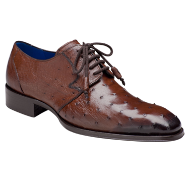 Mezlan Albani Ostrich Derby Shoes Tobacco