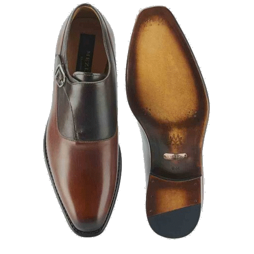 Mezlan Algar Monk Strap Shoes Cognac / Dark Brown