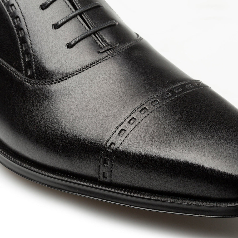 Mezlan Amaro Leather Captoe Rubber Oxfords Black (20817)