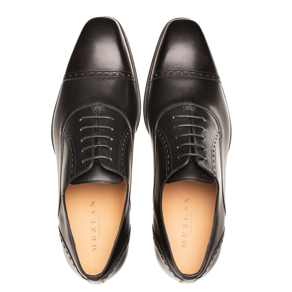 Mezlan Amaro Leather Captoe Rubber Oxfords Black (20817)